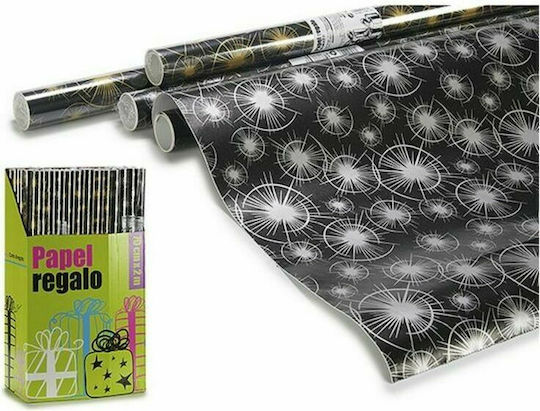 BigBuy Decorative Stars Wrapping Paper for Gift Black 70cm.