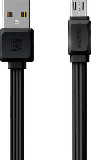 Remax RC-129 Flat USB 2.0 to micro USB Cable Μαύρο 1m (14188) 1τμχ