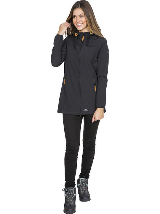 Kristen Lang Damen Parka Jacke mit pelziger Kapuze für Winter Schwarz