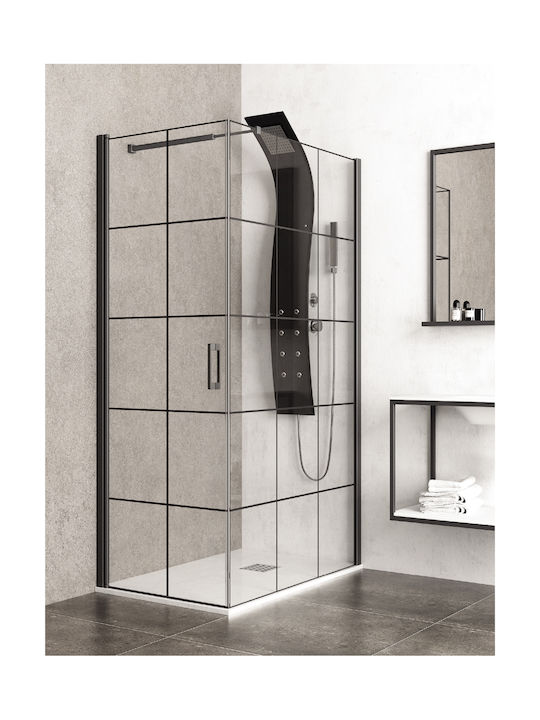 Karag Nero Pivot Free 1 Cabin for Shower with Hinged Door 90x90x200cm Serigrafato Nero