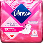 Libresse Freshness & Protection Ultra+ Hygienepads mit Flügeln für Normaler Fluss 2 Tropfen 10Stück