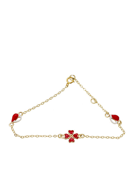 9K Gold bracelet with hearts BR24001