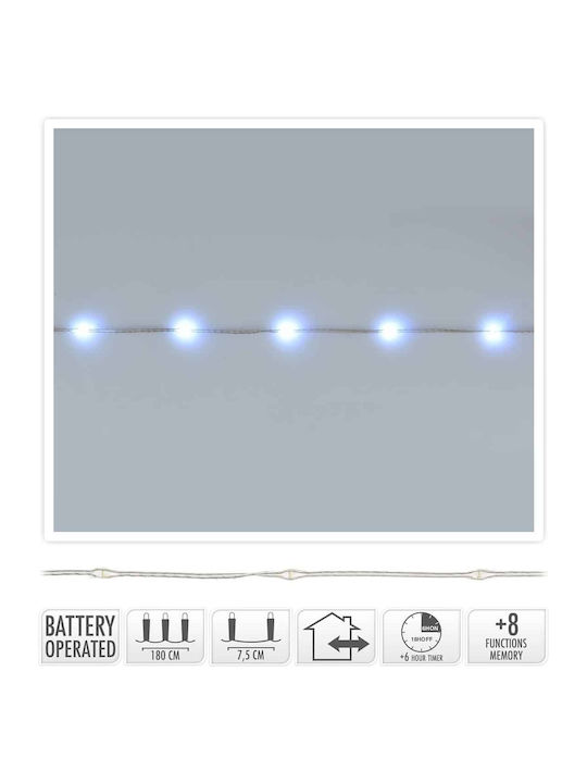 24 Lights LED 1.8m. Cold White Battery in String 1pcs
