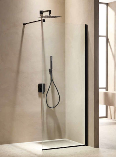 Tema Divider De Verandă Duș 90x195cm Sticlă Transparentă Neagră