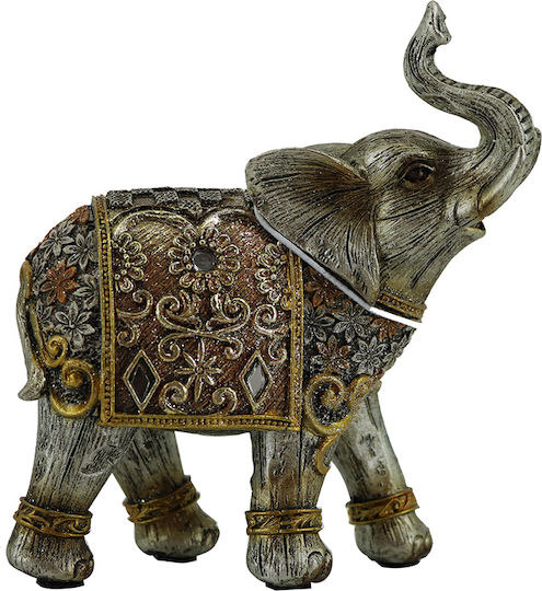 Karvounis Decorative Elephant Polyresin in Silver 11x5.5x12.5cm 1pcs