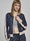Women's Short Bomber Jacket for Winter Navy Blue