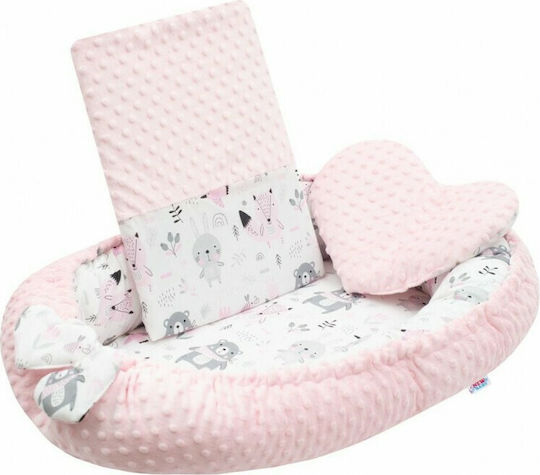 New Baby Pernă pentru bebeluși în formă de cuib Minky Teddy Roz
