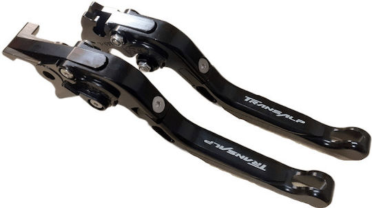 Set of Motorcycle Brake/Clutch Levers Flexible Adjustable for Honda Transalp 650 Black 25001393