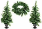 Christmas Decorative Illuminated Tree Green 3pcs