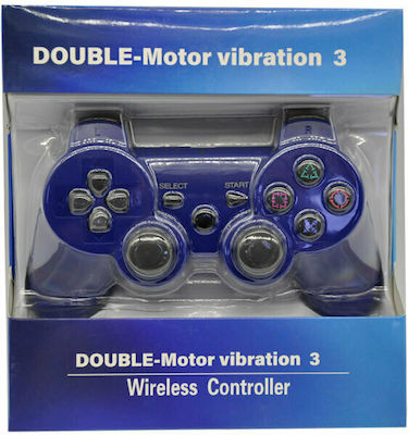 Double Motor Vibration 3 Ασύρματο Gamepad για PS3 Μπλε