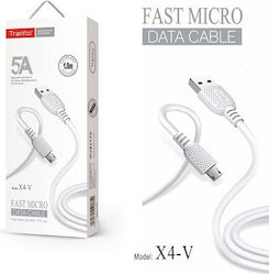 Tranyoo X4-V PS-108026 Regular USB 2.0 σε micro USB 1.5m Λευκό