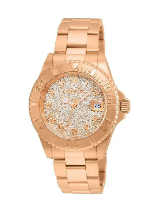 Invicta Angel Γυναικείο Ρολόι 40mm Μπαταρίας με Ροζ Χρυσό Μεταλλικό Μπρασελέ