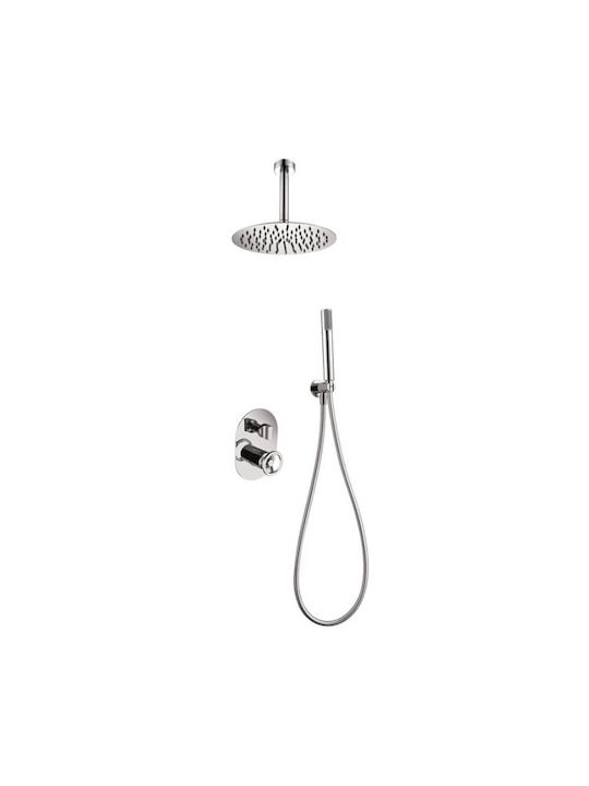 Imex Vesubio Set cap de duș Încorporat pentru Duș 2 ieșiri Unelte pentru măcelari Argint