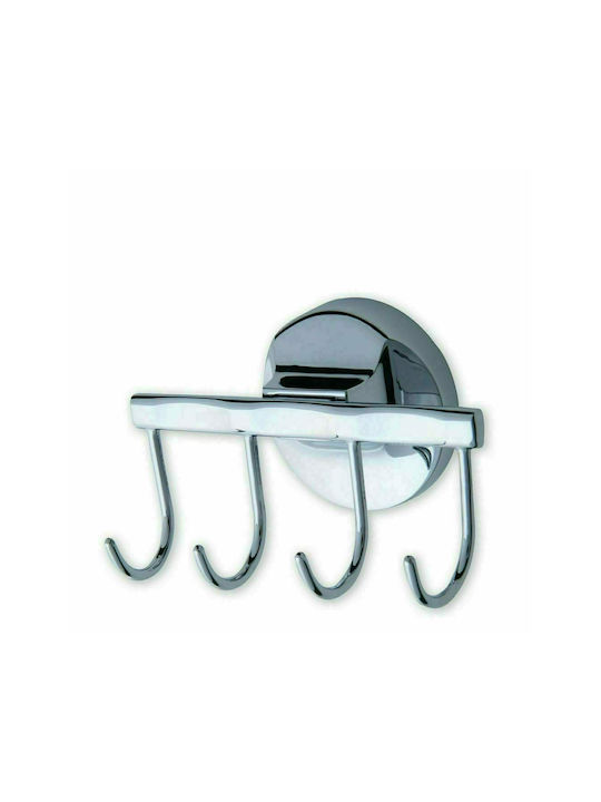 617032 Wall-Mounted Bathroom Hook with 4 Positions Silver