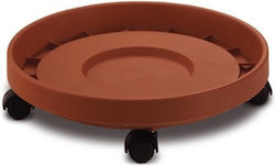 Viomes 271 Στρογγυλό Πιάτο Γλάστρας Με Ρόδες Terracotta 26x26cm