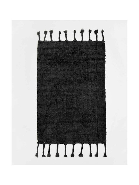 Pennie Alaska Rug Rectangular Summer Cotton with Fringes Black