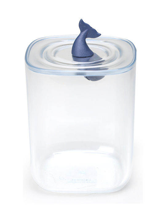 Qualy Glass Cotton/Swabs Case Countertop with Suction Cup Transparent