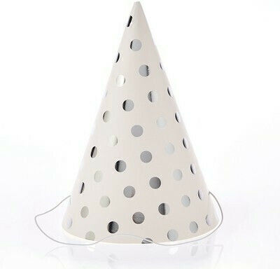 Make A Wish Χάρτινο Καπέλο Ασημί Πουά 6τμχ