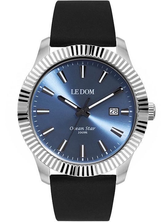 Le Dom Ocean Star Men's Watch 43mm Battery with Black Rubber Strap