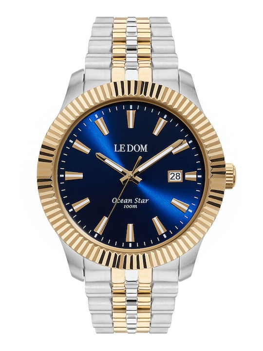 Le Dom Ocean Star Men's Watch 43mm Battery with Silver Metal Bracelet