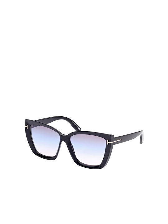 Tom Ford Women's Sunglasses with Black Plastic Frame and Light Blue Gradient Lens FT0920 01B