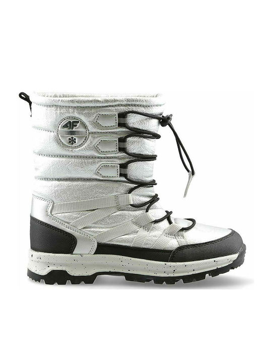 4F Kids Snow Boots with Lace Silver