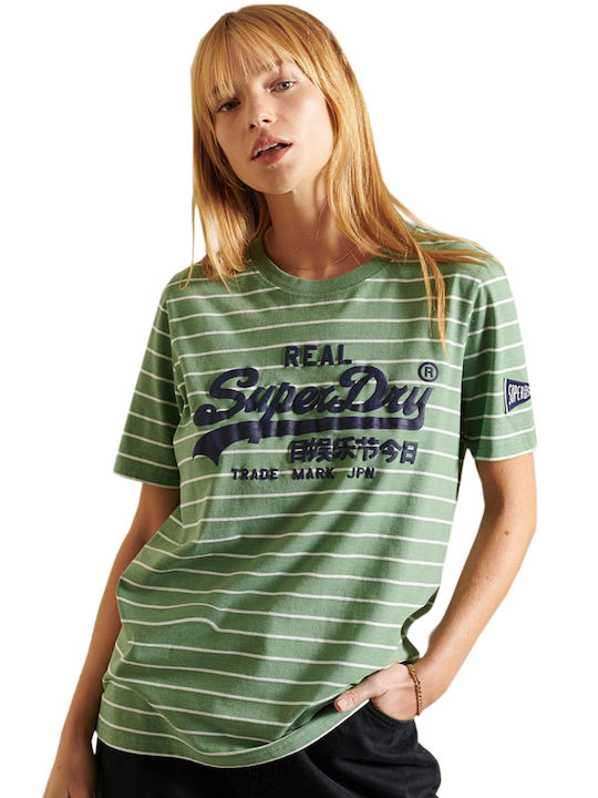 Superdry Damen T-shirt Gestreift Grün