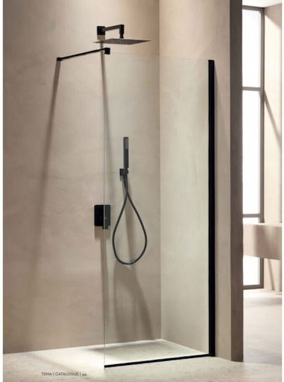 Tema Διαχωριστικό Ντουζιέρας 70x195cm Clear Glass Black Matt