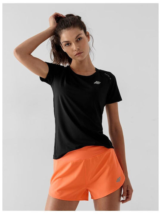 4F Damen Sport T-Shirt Schwarz