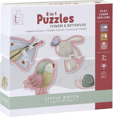 Детски Пъзел 6 in 1 Flowers & Butterflies за 2++ Години 24бр Little Dutch