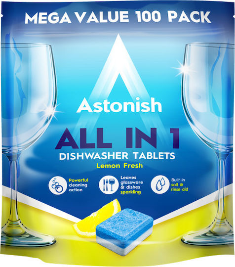 Astonish All In 1 100 Κάψουλες Πλυντηρίου Πιάτων με Άρωμα Λεμόνι