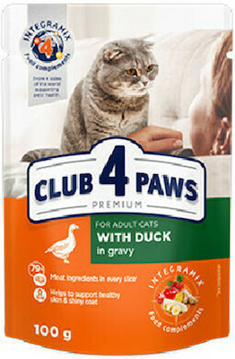 Club 4 Paws Мокра храна за Възрастни котки в Чантичка с Патица 100гр