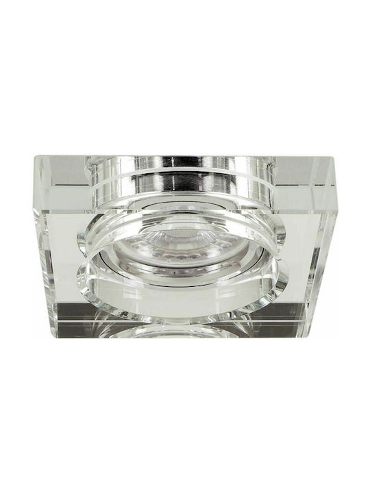 Vivalux Square Glass Recessed Spot Silver