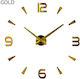 DIY 3D Wall Clock Sticker Mirror Gold Ø120cm
