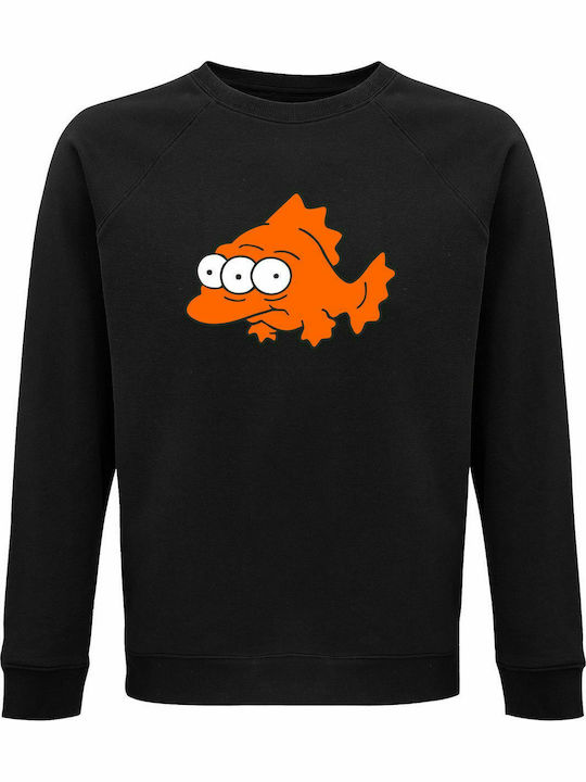 Sweatshirt Unisex, Organic " Blinky, The Three Eyed Fish, The Simpons ", Black