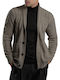 Men's Knitted Cardigan with Buttons Brown