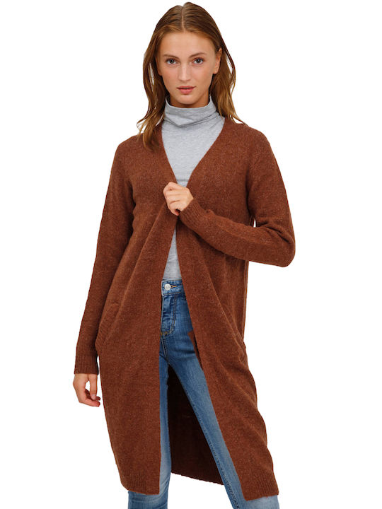 BYOUNG 'MIRELLE' KNITTED LONG JACKET FOR WOMEN 20806430-1815411 (1815411/BRANDY BROWN MELANGE)