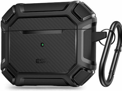 ESR Shock Armor Hülle Kunststoff mit Haken in Schwarz Farbe für Apple AirPods 3