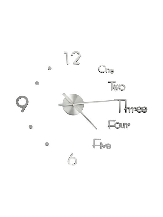 vidaXL 3D 3D Wall Clock Plastic Aσημί Ø100cm