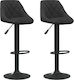 Stool Bar with Back & Adjustable Height Black Velvet-Black Metal 2pcs 46x44x82-103cm