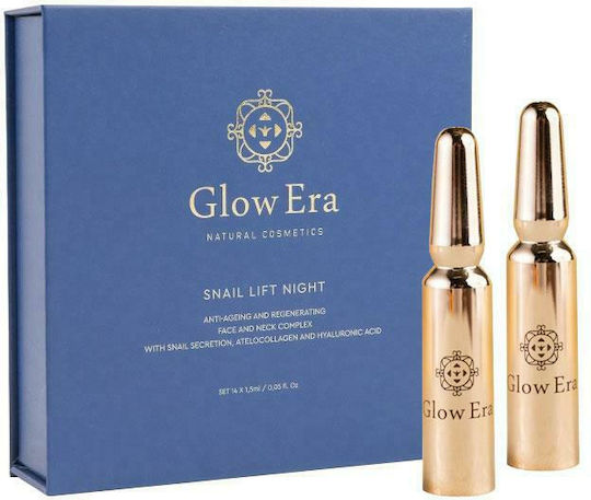 Glow Era Helix Aspersa Moisturizing & Anti-aging Serum Face with Snail Secretion & Hyaluronic Acid for Radiance & Firming 14x1.5ml
