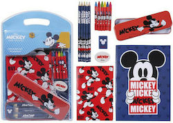 Mickey Mouse Clubhouse Mickey Mouse Kids Stationery Set with Pencil, Sharpener, Eraser, Notepad, Pencil Holder and Pencil Case 16pcs