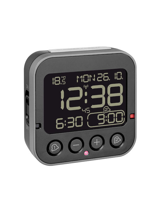 TFA Bingo Tabletop Digital Clock with Alarm Mαύρο 2.0 60.2552.01