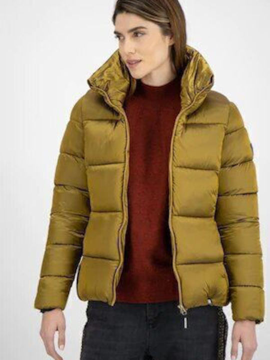 Kurz Damen Puffer Jacke für Winter Gold