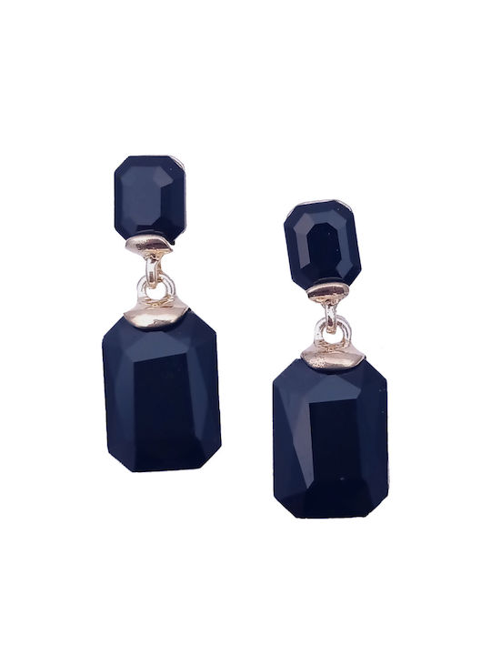 Earrings with Iridescent Black Stones