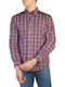 Long Sleeve Cotton Shirt in Regular Fit Checked Red 213B1230A E74