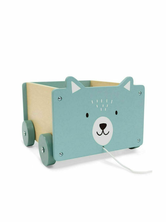Ecotoys Παιδικό Κουτί Αποθήκευσης από Ξύλο Eco Τιρκουάζ 26x26x6cm