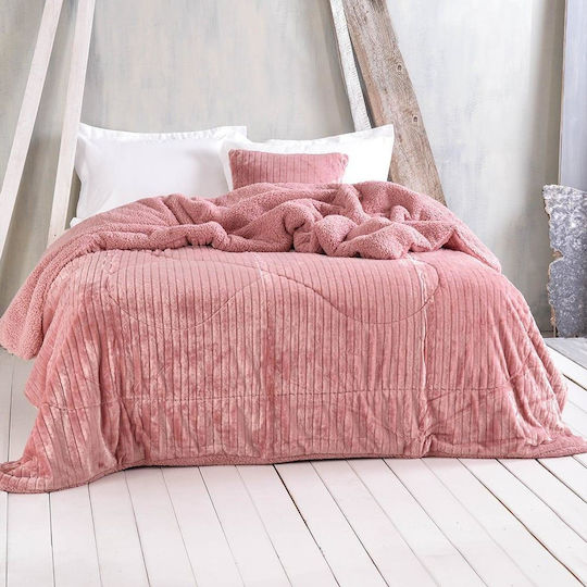 Rythmos Κουβερτοπάπλωμα Υπέρδιπλο 220x240εκ. Shabby Ροζ