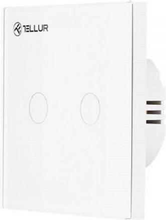 Tellur Επιτοίχιος Διακόπτης Τοίχου Αφής Wi-Fi Διπλός με Πλαίσιο Λευκός