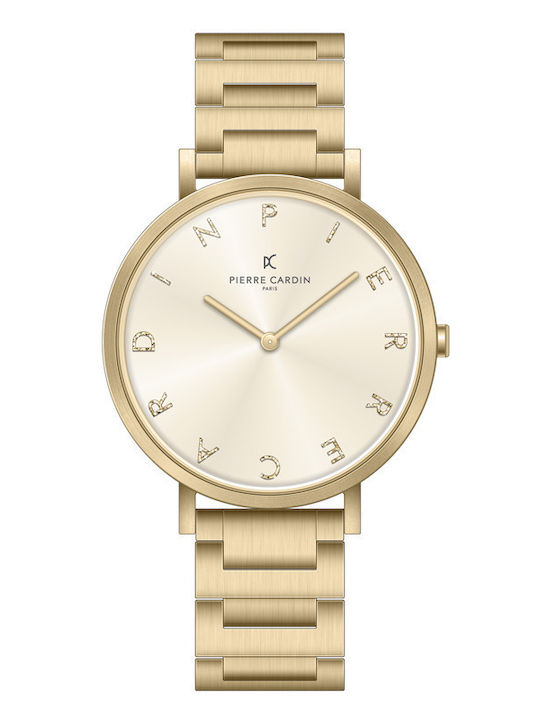 Pierre Cardin Minimal Women's Watch with Gold Metal Bracelet